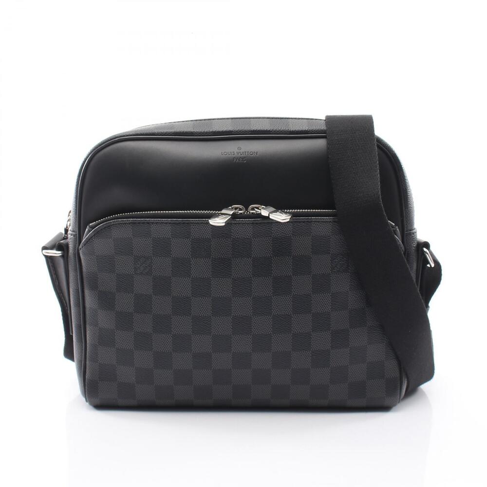 Louis Vuitton Dayton Shoulder Bag Canvas Leather Damier Graphite Black